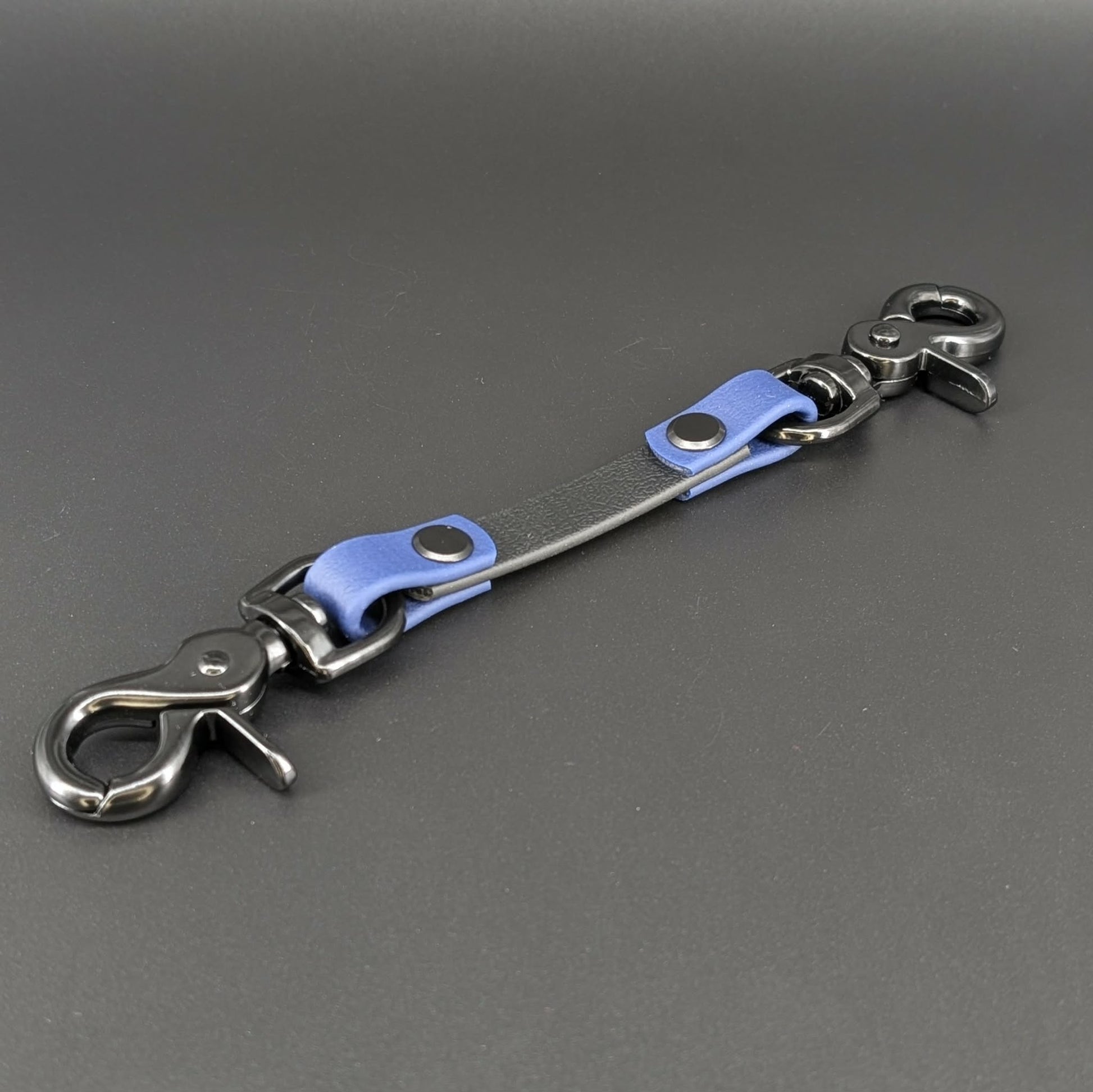 black and navy blue biothane training collar backup safety clip