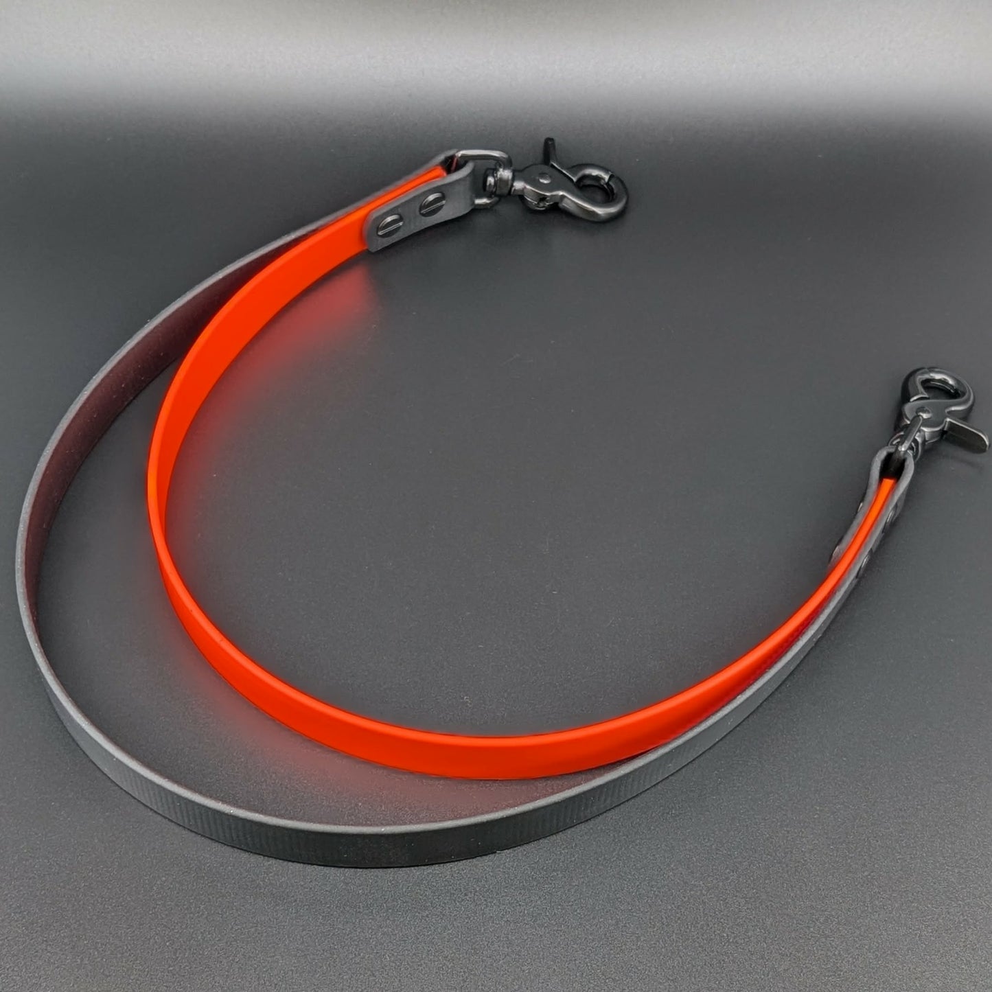 black and orange biothane double pull strap for service dog momentum pulling task