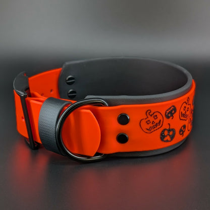 black and orange halloween pumpkin dog collar