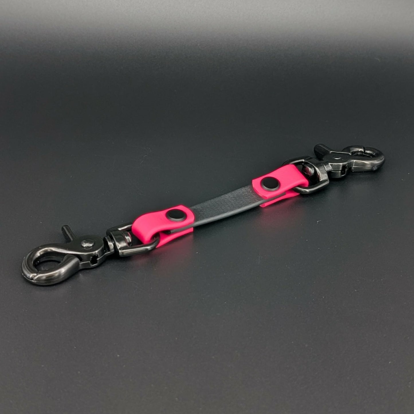 black and pink biothane prong collar backup safety strap