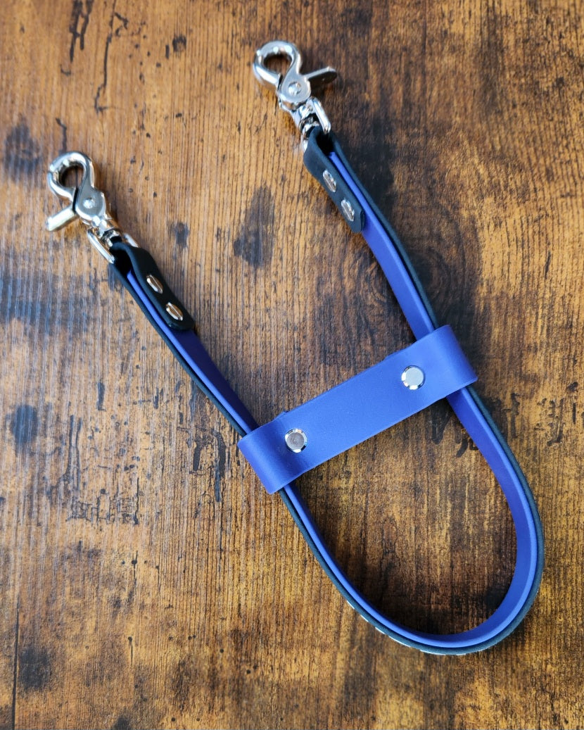 black and purple biothane pull strap