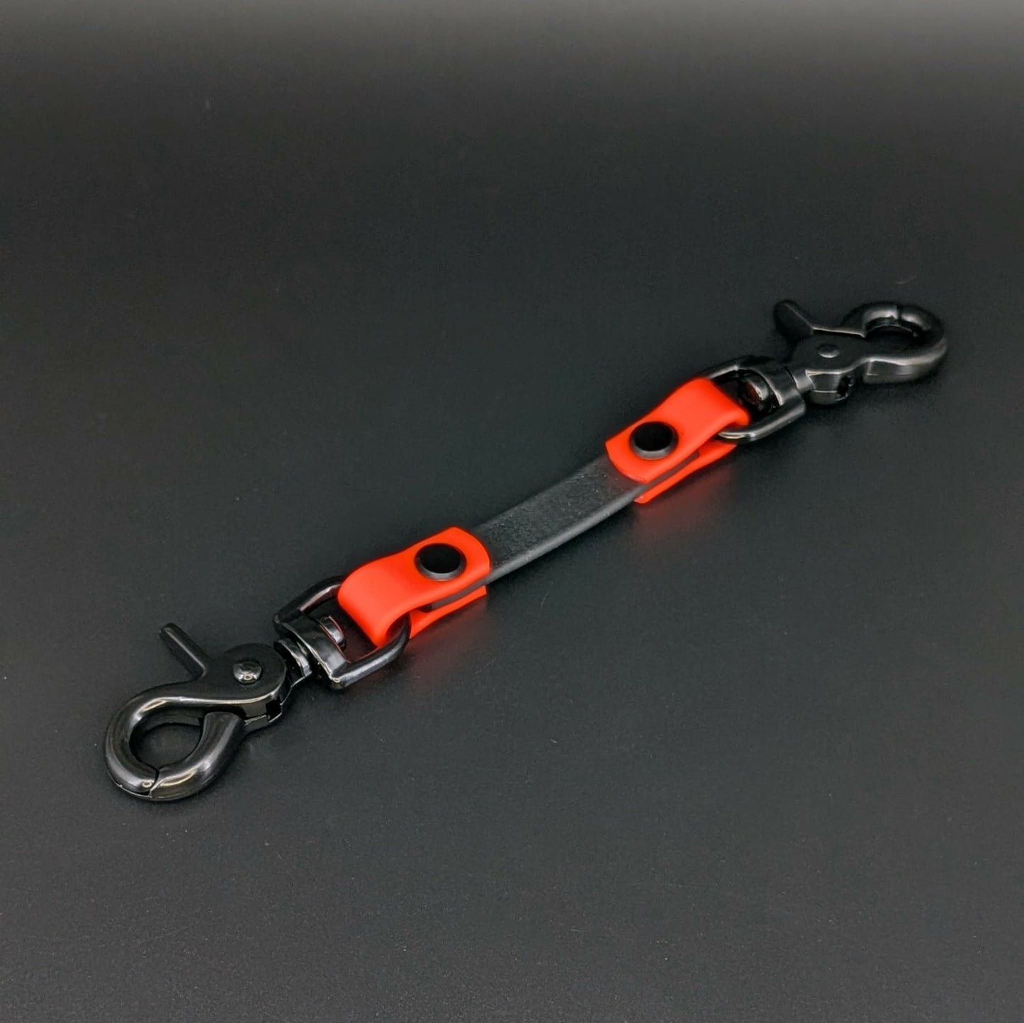 black and red biothane prong collar safety backup strap