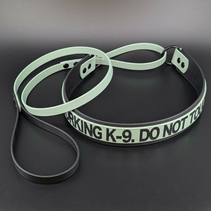 black and sage green layered biothane french martingale with custom text