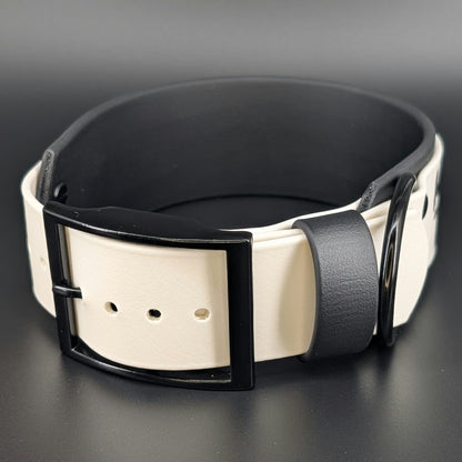 black and white biothane dog collar