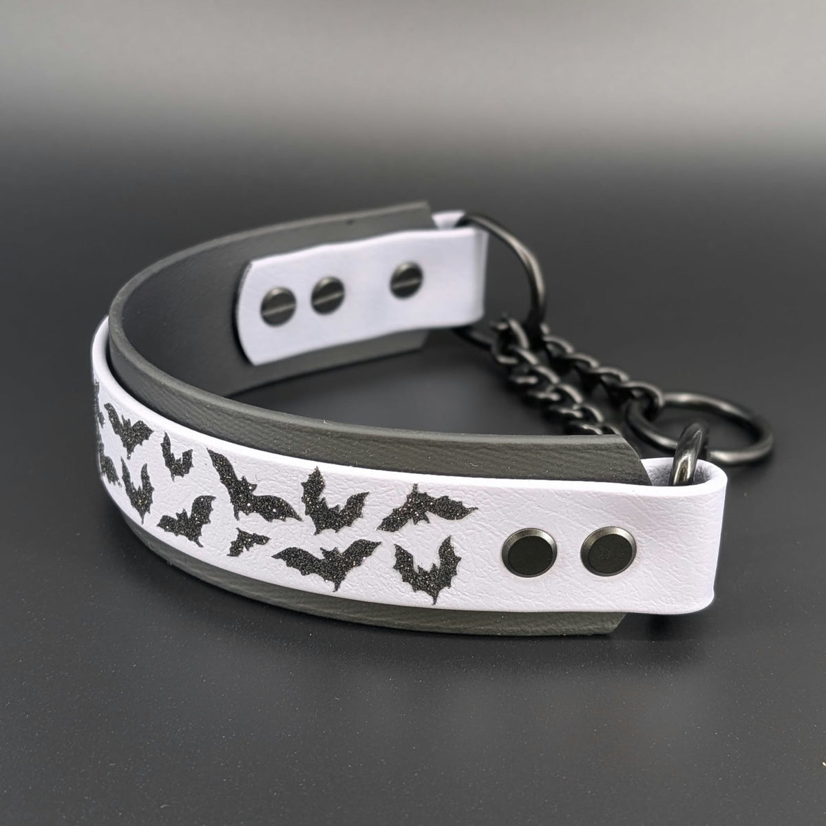 black bats chain martingale dog collar