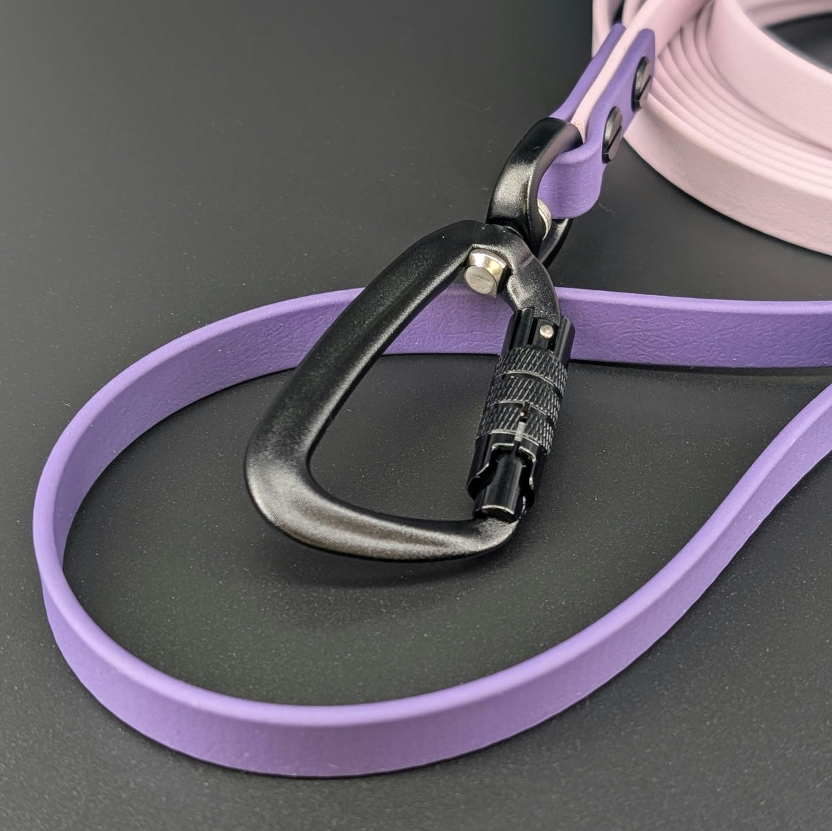 black carabiner clip on biothane long line