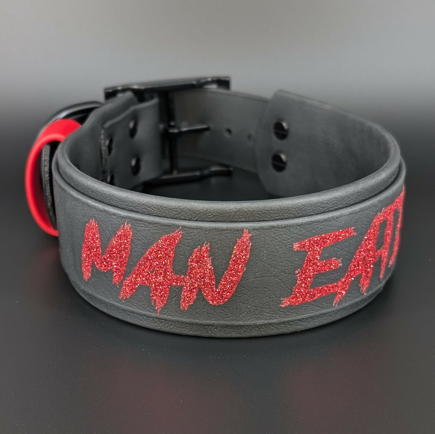 black layered biothane man eater collar