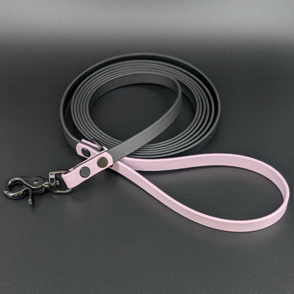 black and lavender biothane dog leash