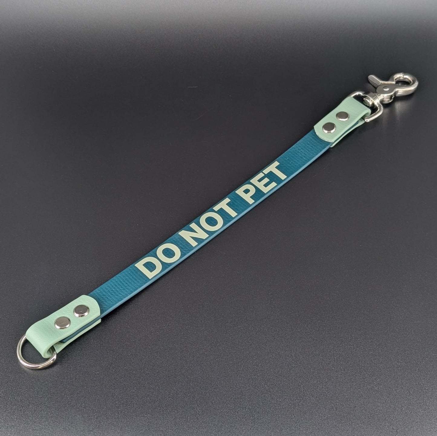 dark and sage green do not pet leash warning