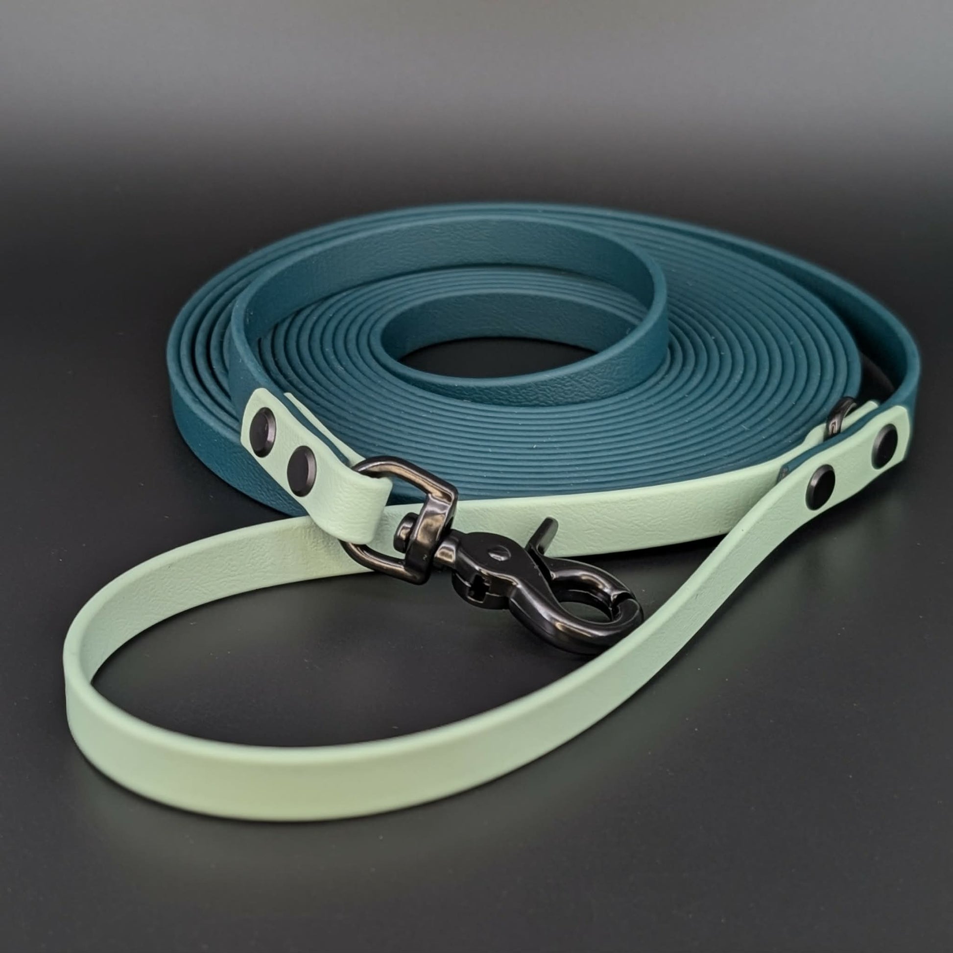 dark green and sage green biothane long line