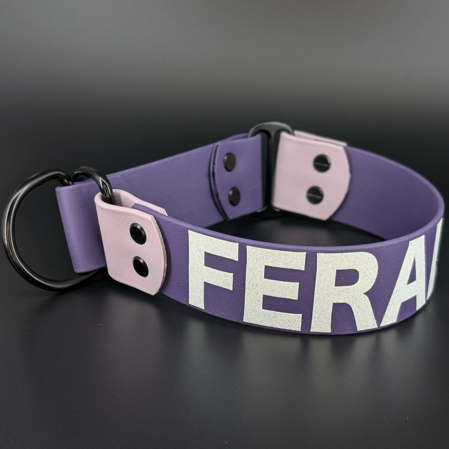 dark purple and lavender biothane limited slip collar