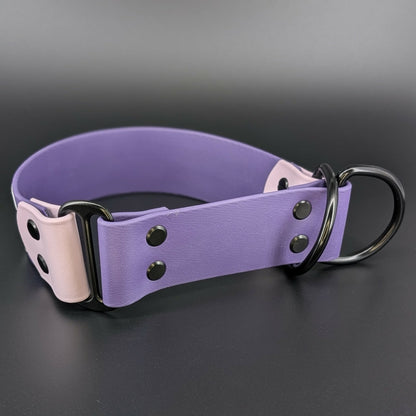 dark purple and lavender biothane limited slip dog collar