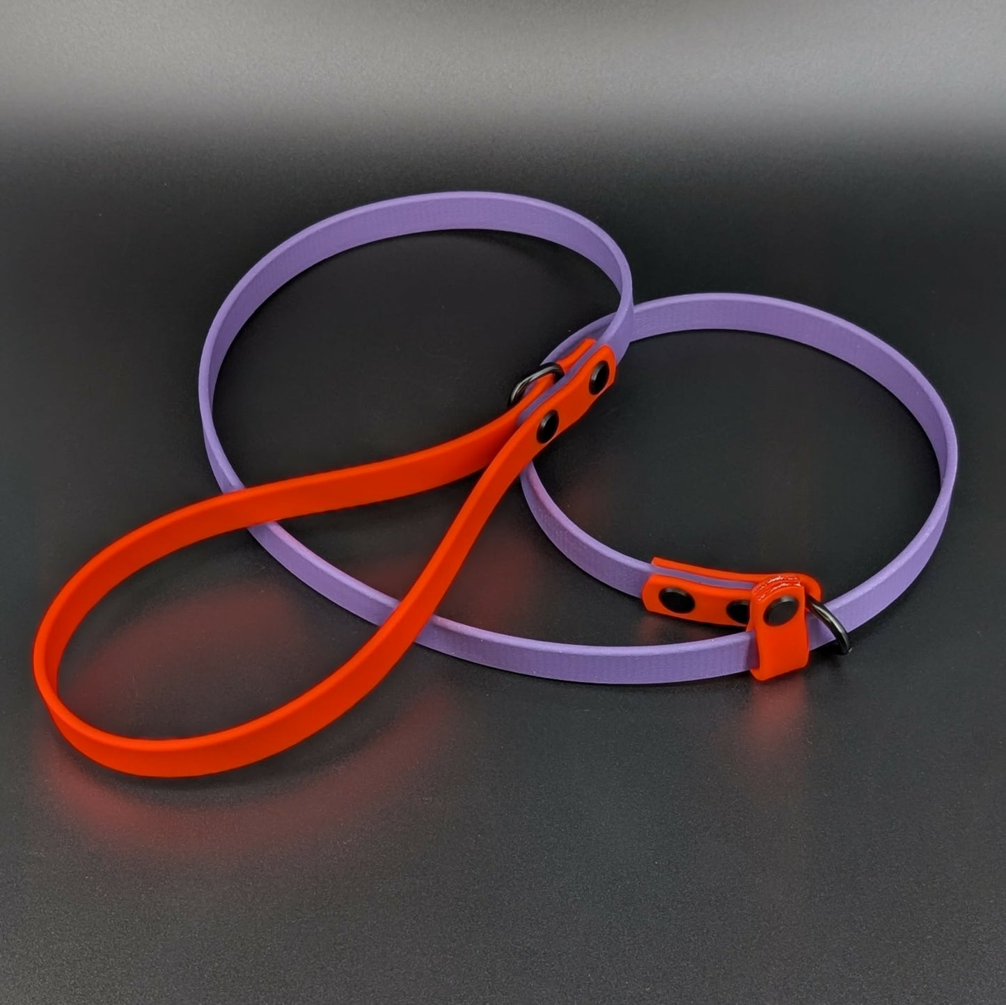 dark purple and orange biothane slip leash