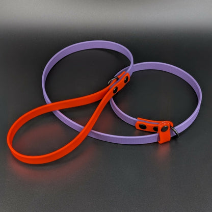 dark purple and orange biothane slip leash
