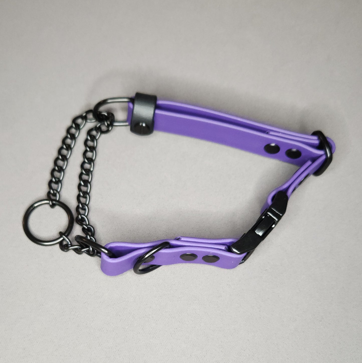dark purple biothane chain martingale dog collar with quick release buckle