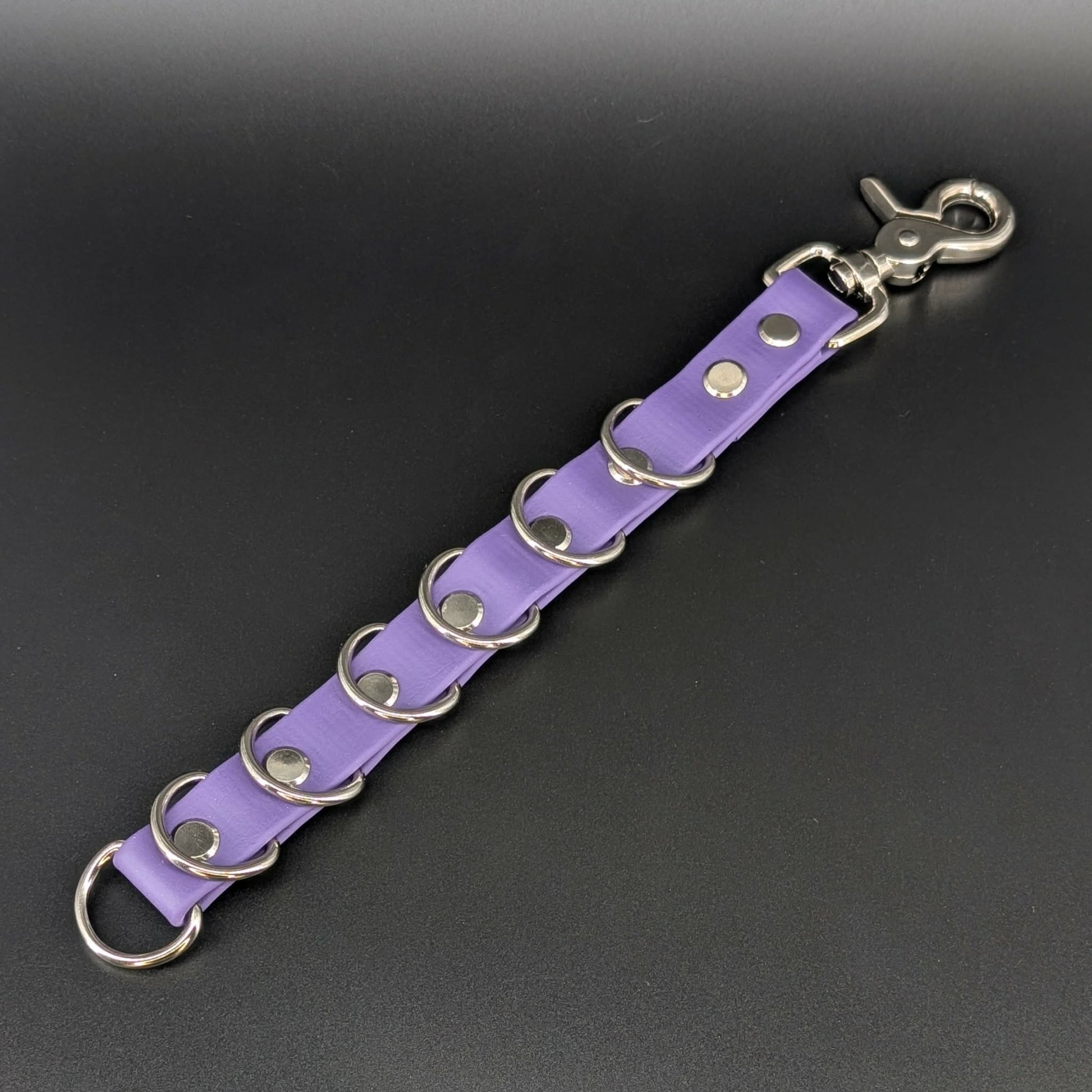 dark purple biothane grooming loop extender with silver hardware