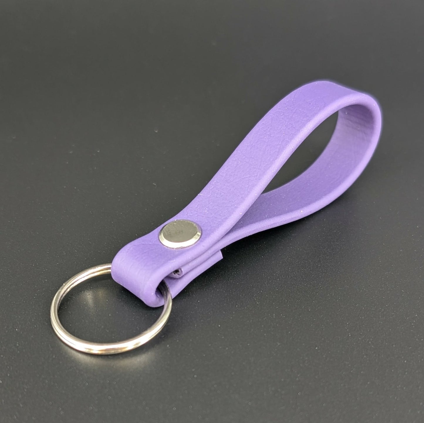 dark purple biothane key ring with silver hardware