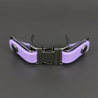 dark purple biothane with black hardware quick release buckle attachment for prong collar