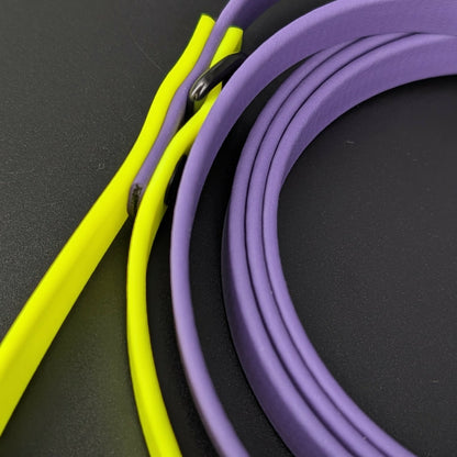 dark purple yellow and black biothane dog lead