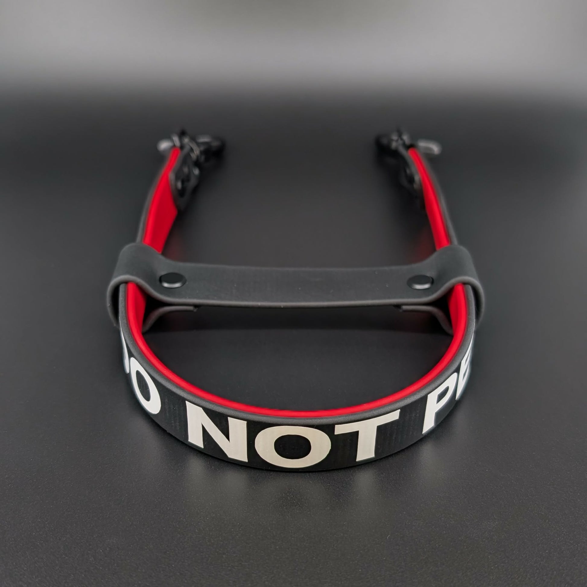 do not pet black and red layered biothane pull strap for service dog