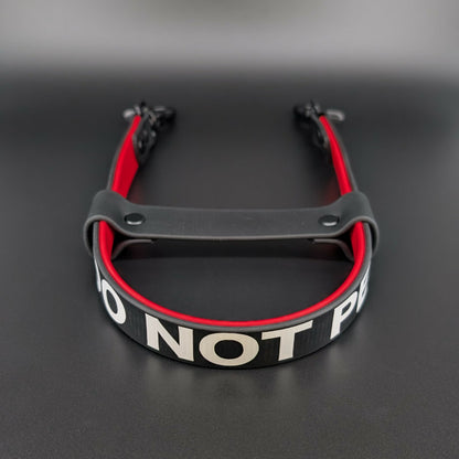 do not pet black and red layered biothane pull strap for service dog