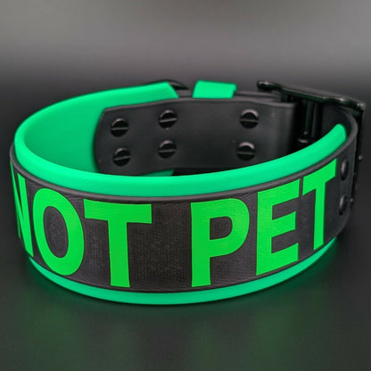 do not pet collar light green and black biothane