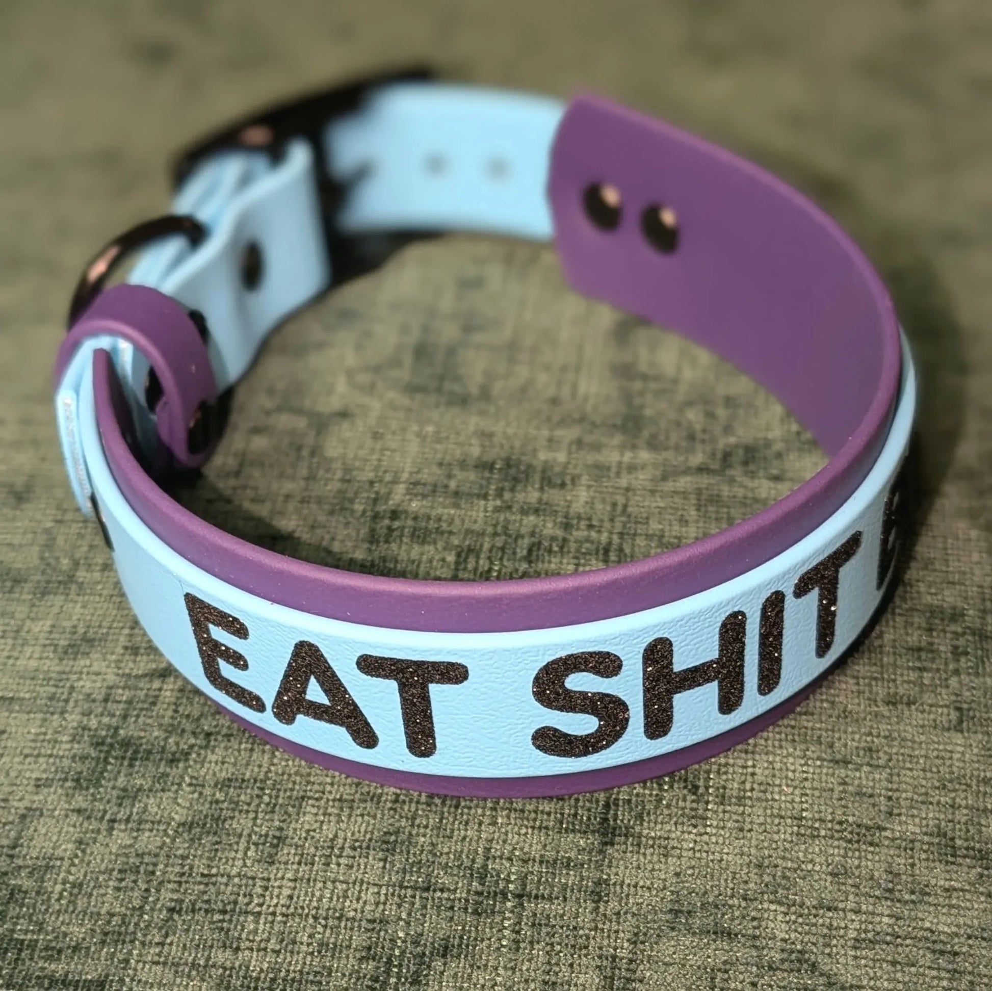 eat shit bitch dog collar layered biothane