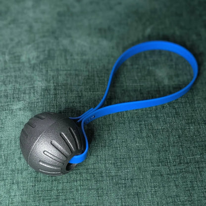 black eva foam reward ball tug navy blue biothane loop handle