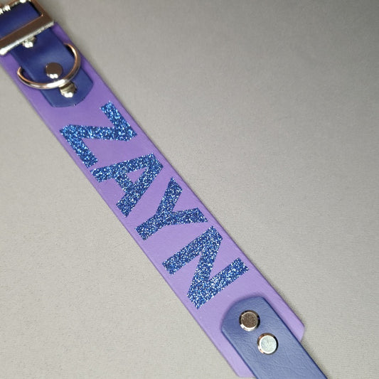 glitter text dog collar tapered biothane