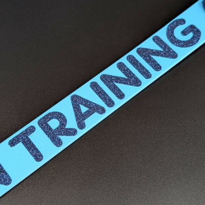 glitter training text on biothane leash extender