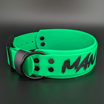 green biothane man eater dog collar