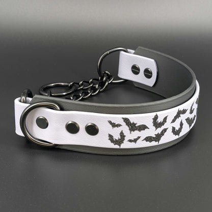 halloween bats martingale chain dog collar