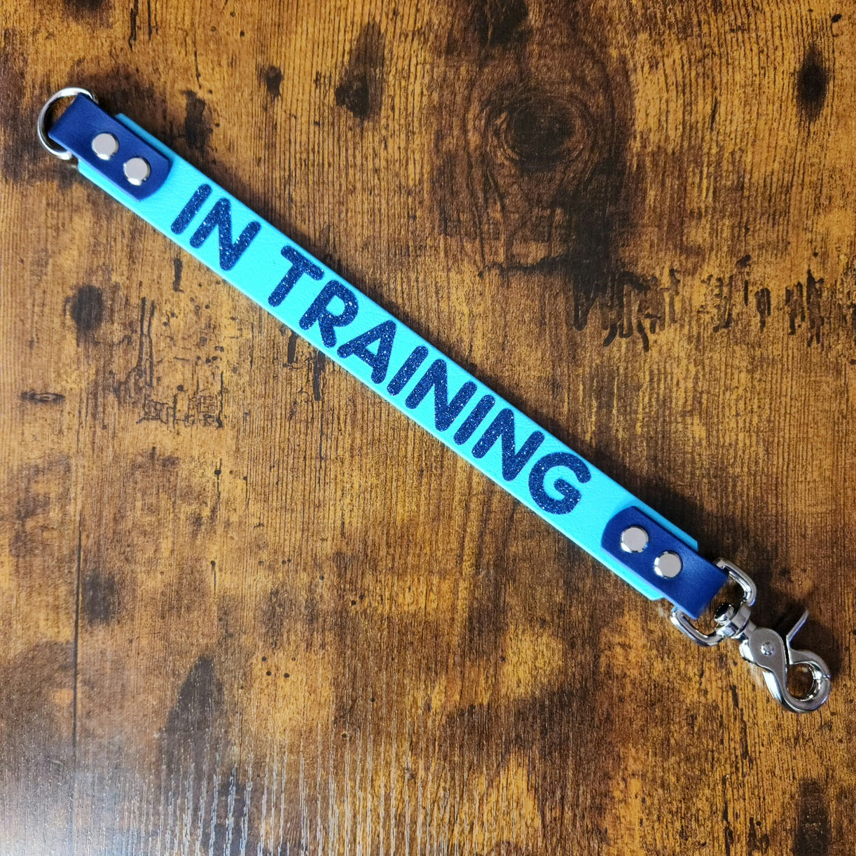 in training glitter text on biothane leash wrap alternative doubling as a leash extender