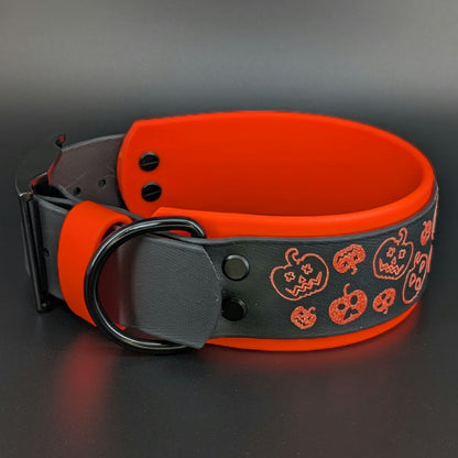 jack-o-lanterns dog collar orange and black biothane