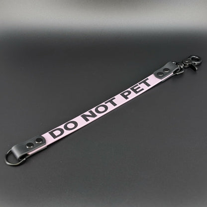 lavender and black biothane leash extender with do not pet text
