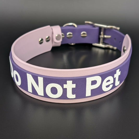 lavender and dark purple layered biothane do not pet collar for dog