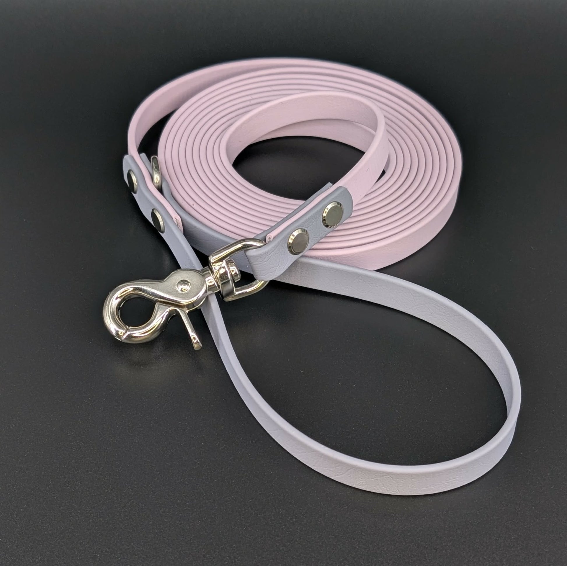 lavender and gray biothane long leash for dogs