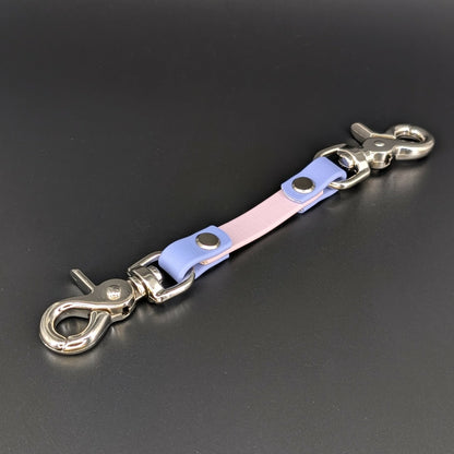 lavender and periwinkle blue biothane prong collar backup safety strap