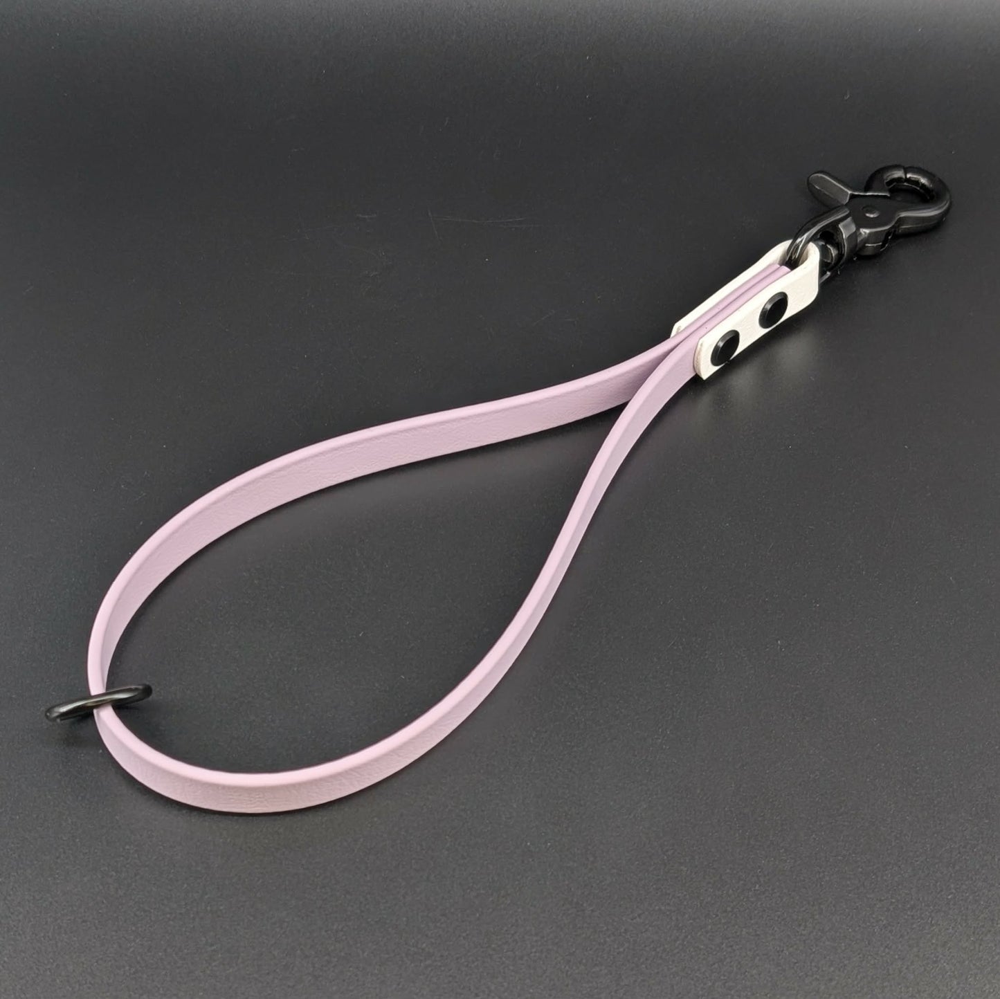 lavender and white biothane traffic handle