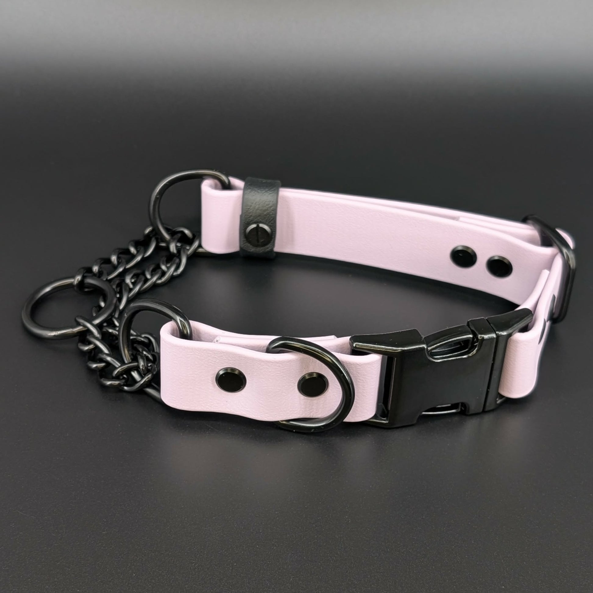 lavender biothane chain martingale with quick release buckle