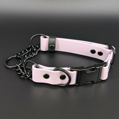 lavender biothane chain martingale with quick release buckle