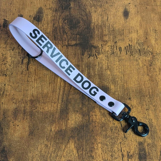 lavender biothane traffic handle with service dog text
