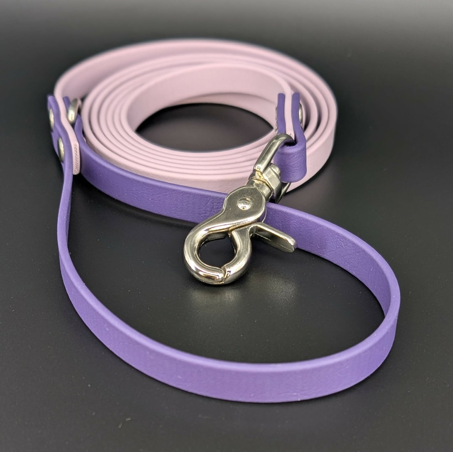 lavender and purple biothane dog leash