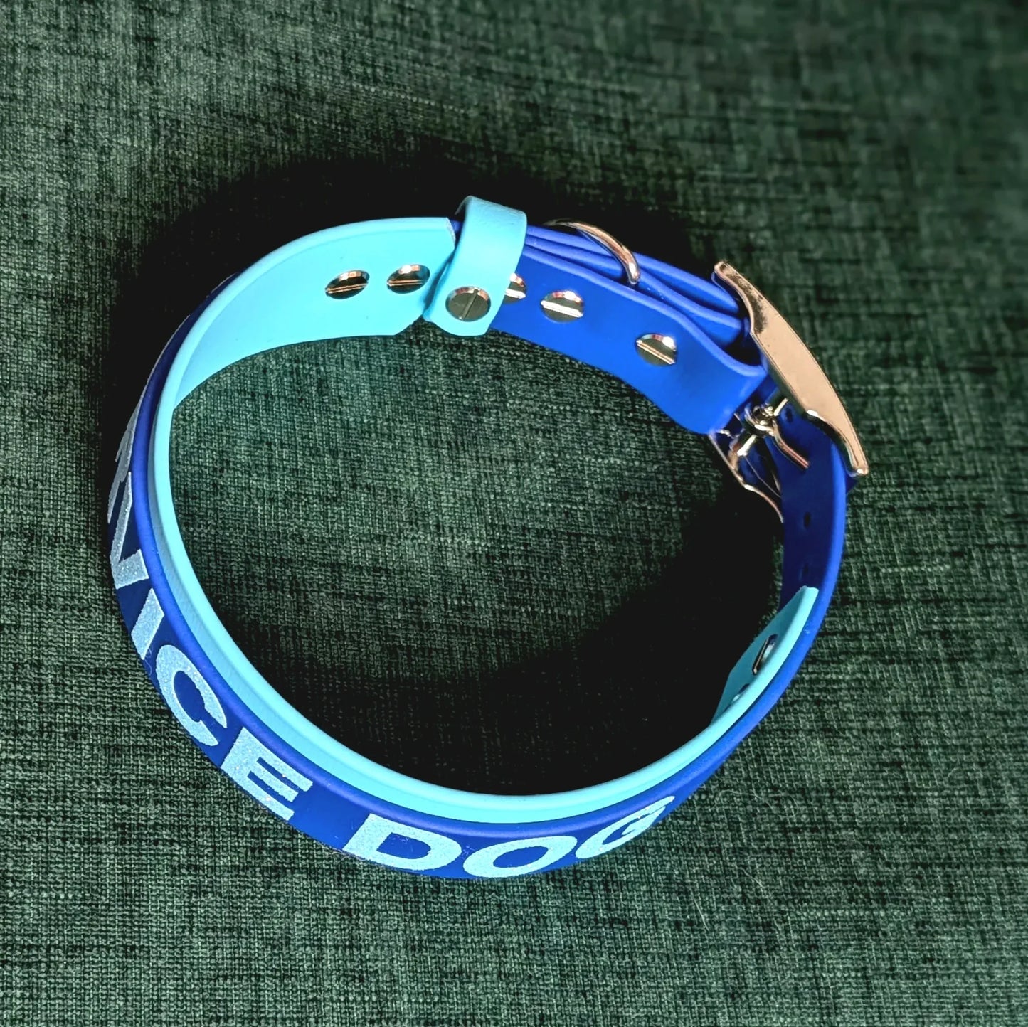 layered biothane service dog collar ready to ship