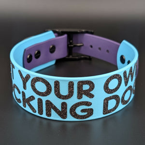 light blue and dark purple tapered biothane pet your own fucking dog collar