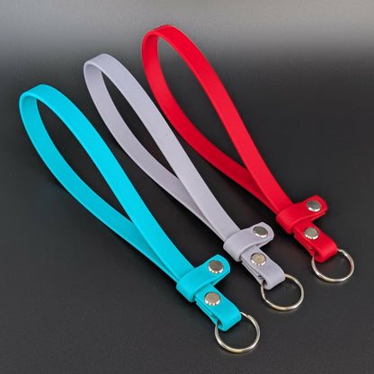light blue gray and red biothane wrist straps for e-collar remotes