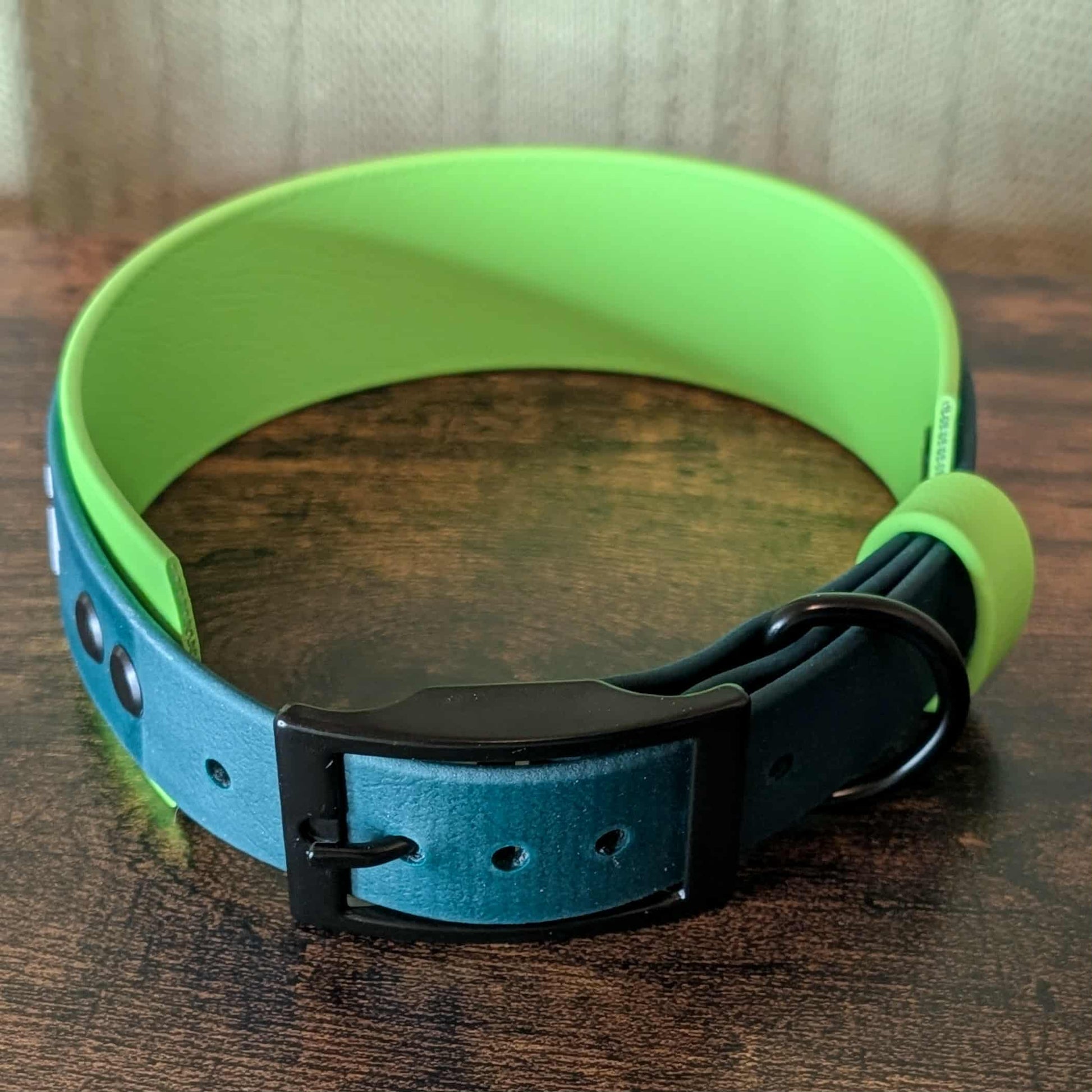 green layered biothane halloween dog collar