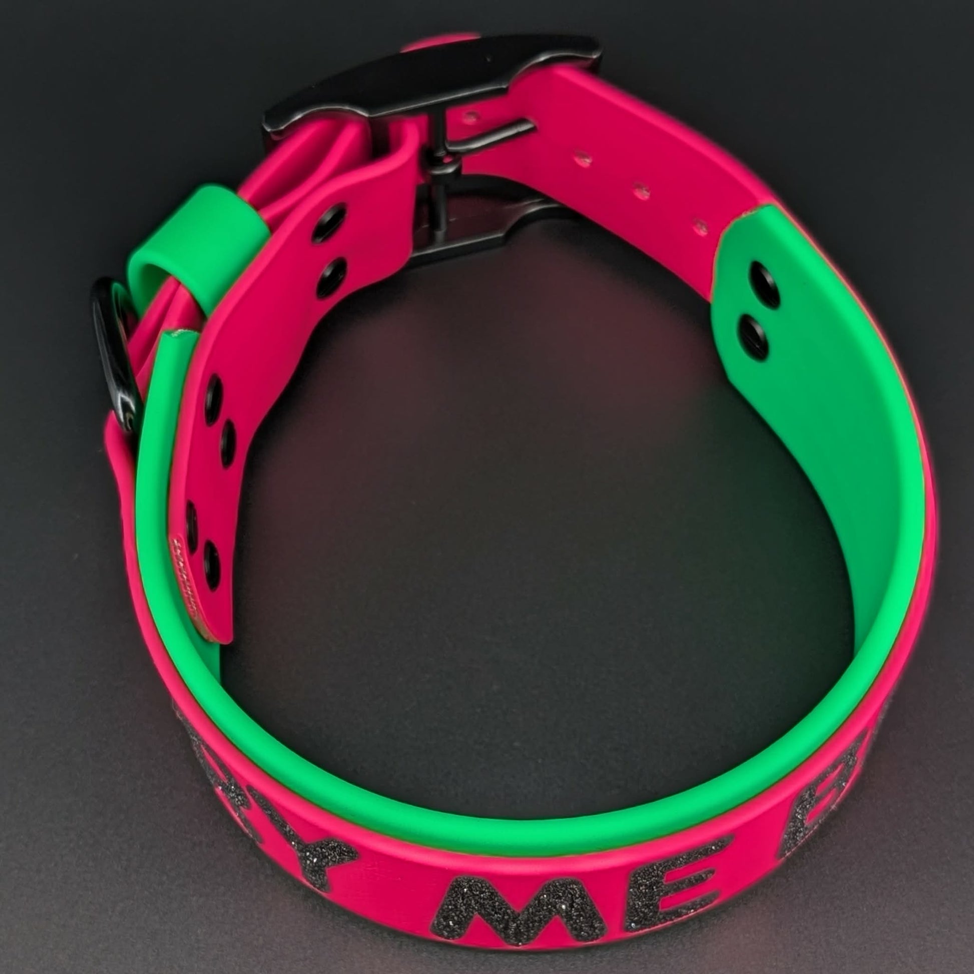 light green and pink layered biothane collar