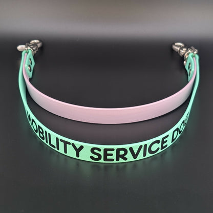mint green and lavender biothane double pull strap mobility service dog