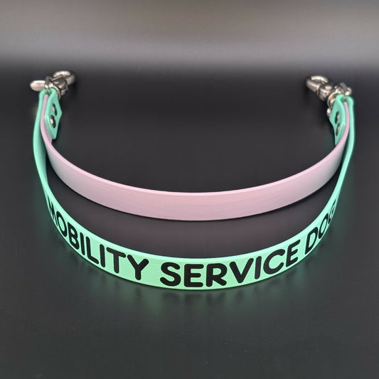 mint green and lavender biothane double pull strap mobility service dog